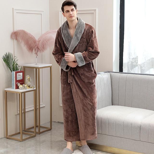 1 Sets of Hod Health & Home 1 Sets Of Long Warm Coral Fleece Plush Soft Winter Dressing Gown Men Women