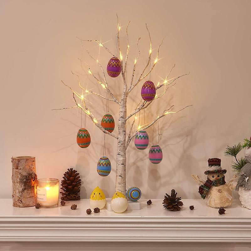 60Cm Easter Decor Led Birch Tree Light Eggs Hanging Ornaments