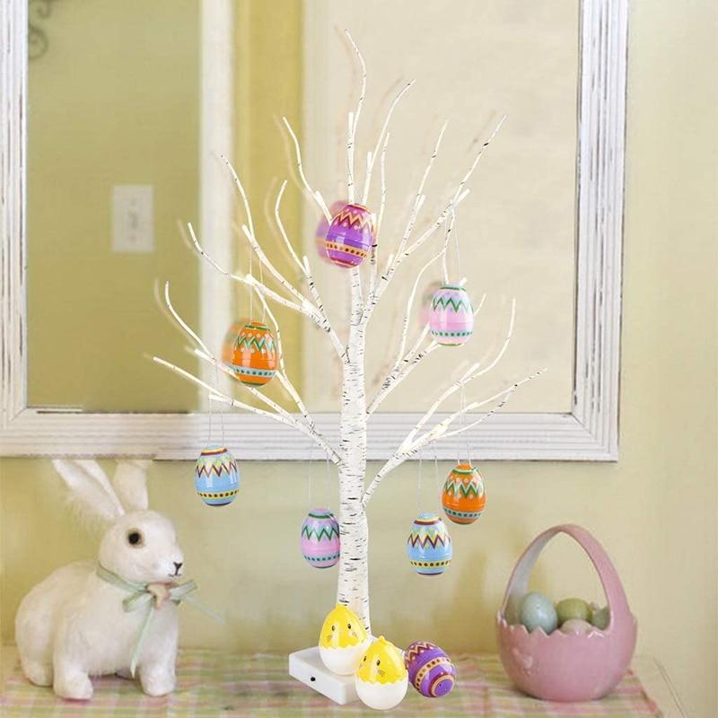 60Cm Easter Decor Led Birch Tree Light Eggs Hanging Ornaments