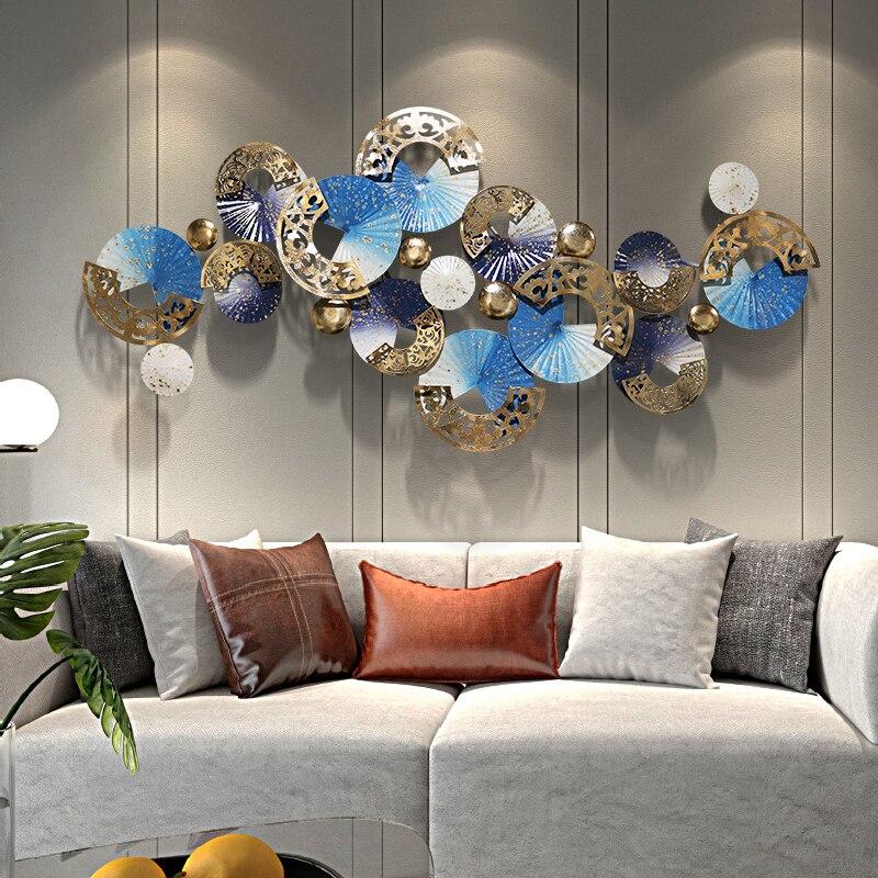 Nordic Blue White Gold 3D Iron Metal Wall Art Decor Hanging