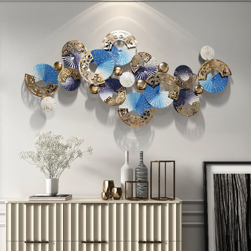 Nordic Blue White Gold 3D Iron Metal Wall Art Decor Hanging