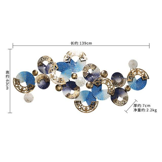 Nordic Blue White Gold 3D Iron Metal Wall Art Decor Hanging