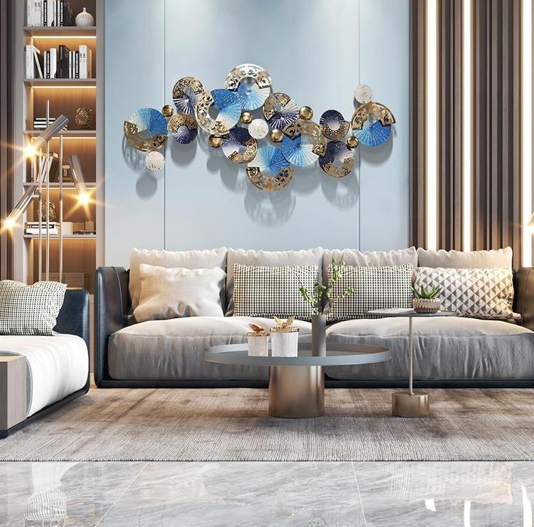 Nordic Blue White Gold 3D Iron Metal Wall Art Decor Hanging
