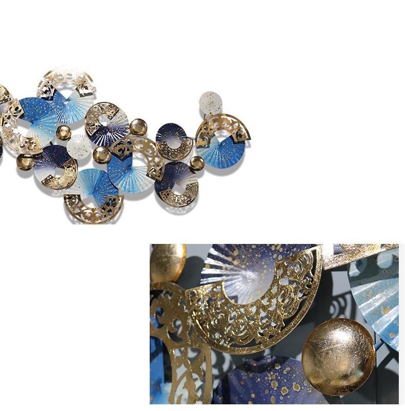 Nordic Blue White Gold 3D Iron Metal Wall Art Decor Hanging