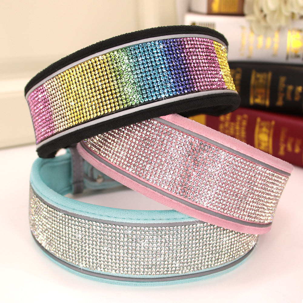 Reflective Bling Rhinestone Diamond Soft Dog Collars