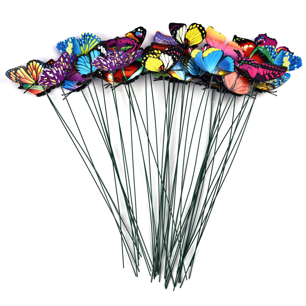 24Pcs / Set Colourful Butterflies Garden Stakes Flower Pot Outdoor Decorations