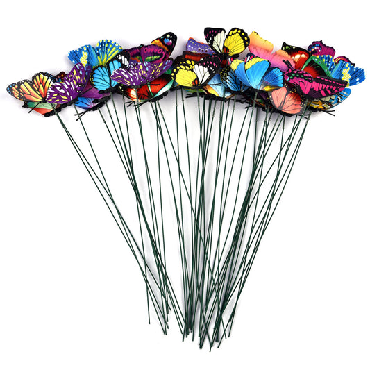24Pcs / Set Colourful Butterflies Garden Stakes Flower Pot Outdoor Decorations