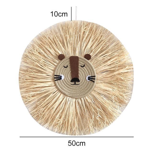 Raffia Animal Face Wall Hanging Children Bedroom Decorations