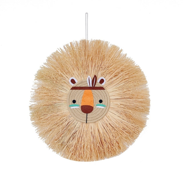 Raffia Animal Face Wall Hanging Children Bedroom Decorations