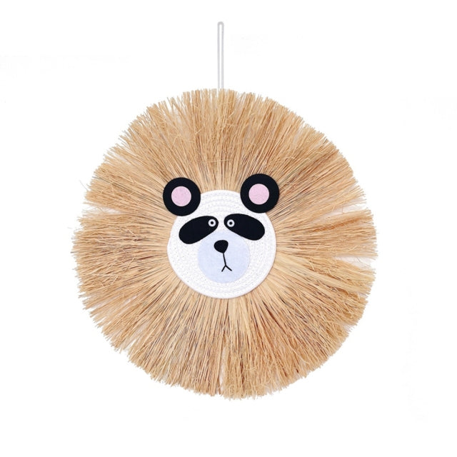 Raffia Animal Face Wall Hanging Children Bedroom Decorations