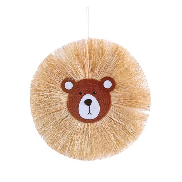 Raffia Animal Face Wall Hanging Children Bedroom Decorations