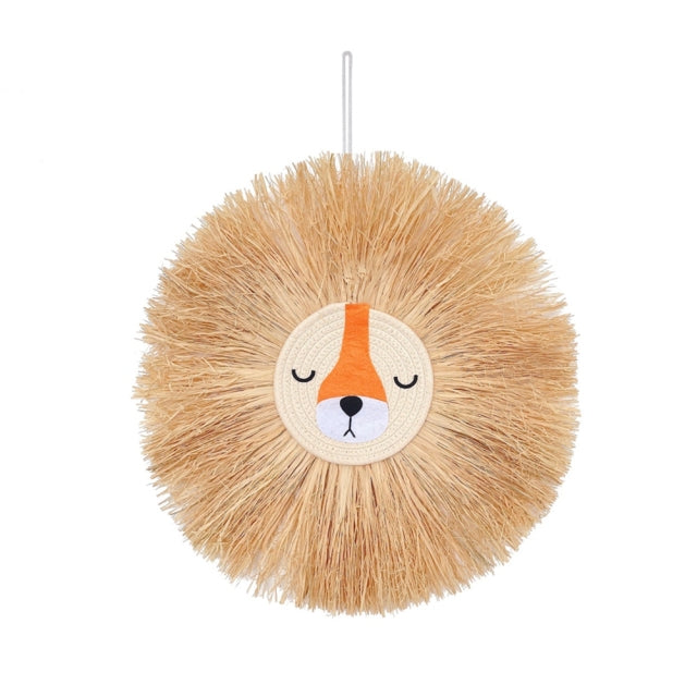 Raffia Animal Face Wall Hanging Children Bedroom Decorations