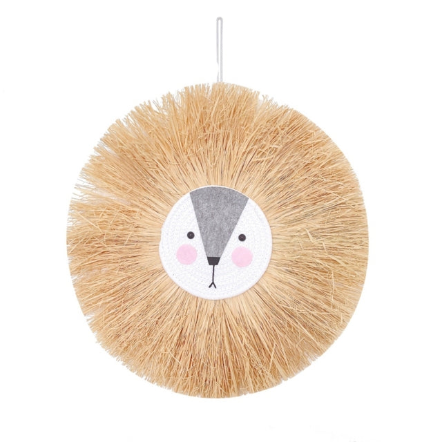 Raffia Animal Face Wall Hanging Children Bedroom Decorations