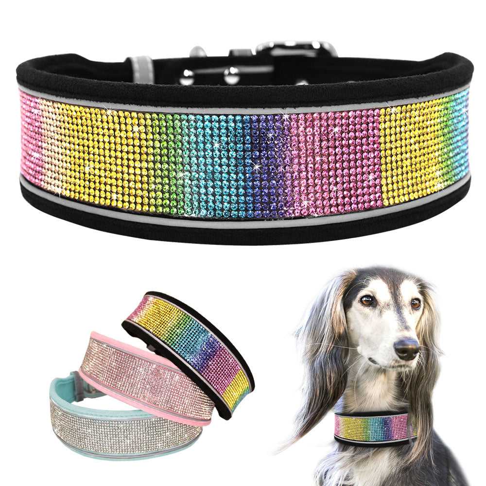 Reflective Bling Rhinestone Diamond Soft Dog Collars