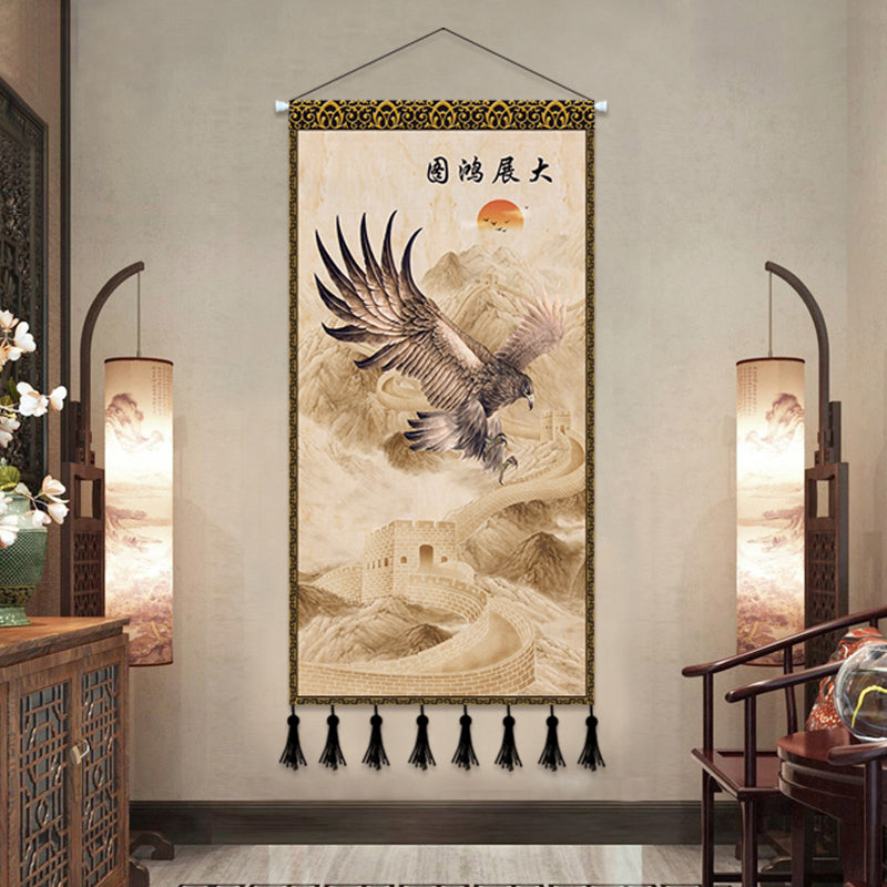 Scroll Printed Canvas Chinese Landscape Painting Wall Hanging Decor