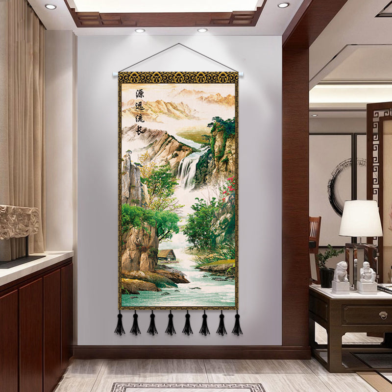 Scroll Printed Canvas Chinese Landscape Painting Wall Hanging Decor
