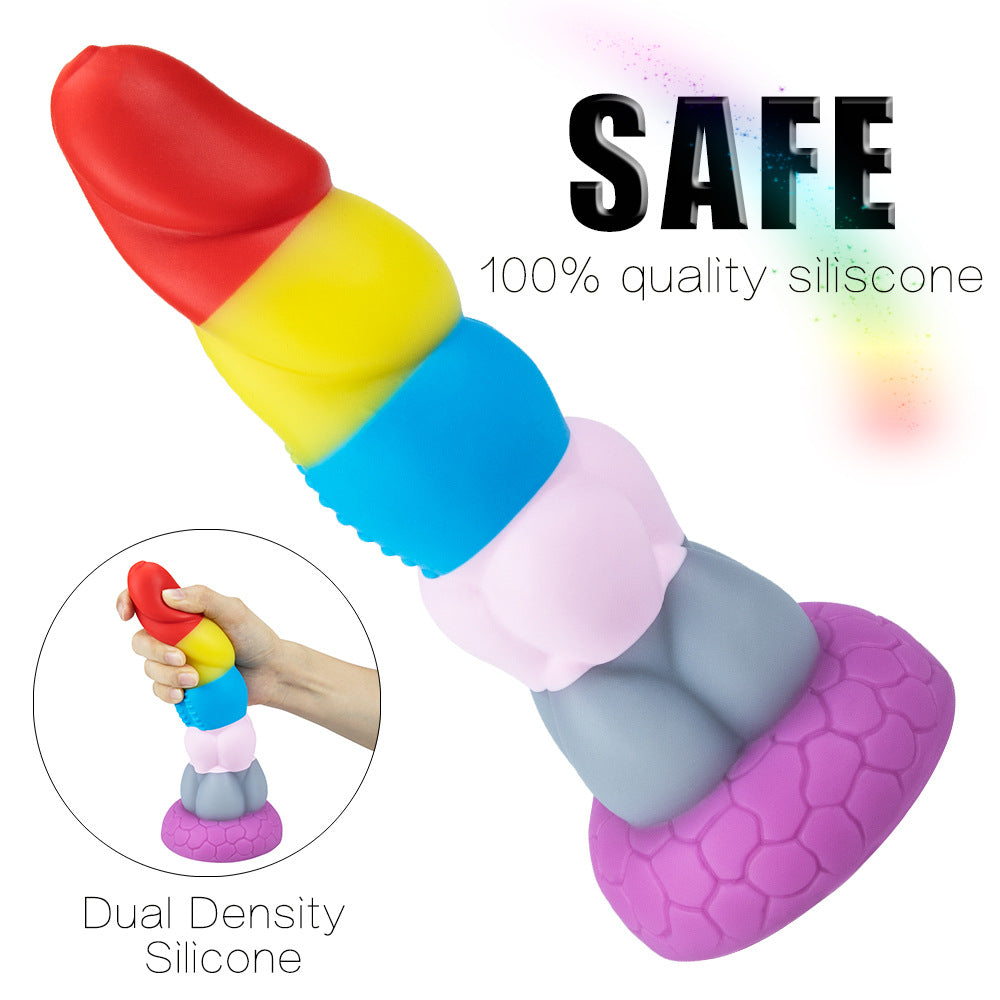 Rainbow Liquid Silicone Suction Cup Colourful Dildo