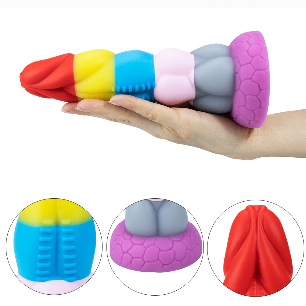 Rainbow Liquid Silicone Suction Cup Colourful Dildo