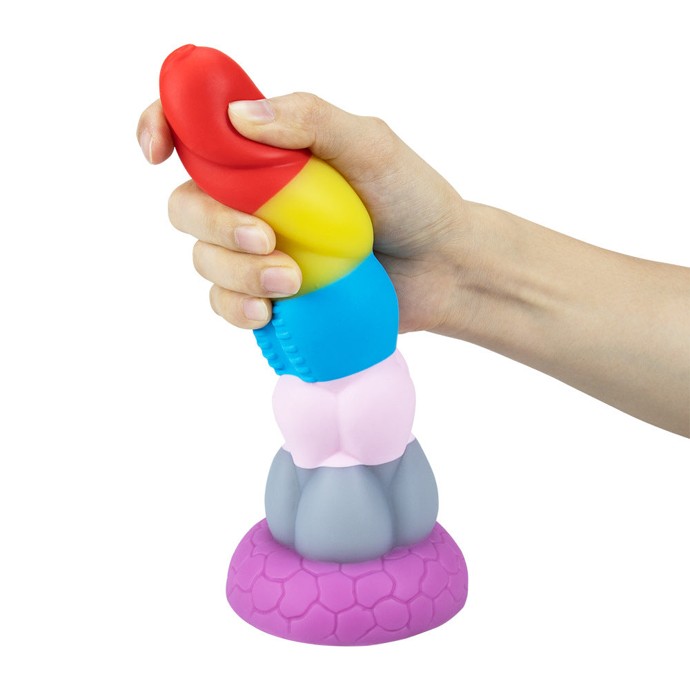 Rainbow Liquid Silicone Suction Cup Colourful Dildo