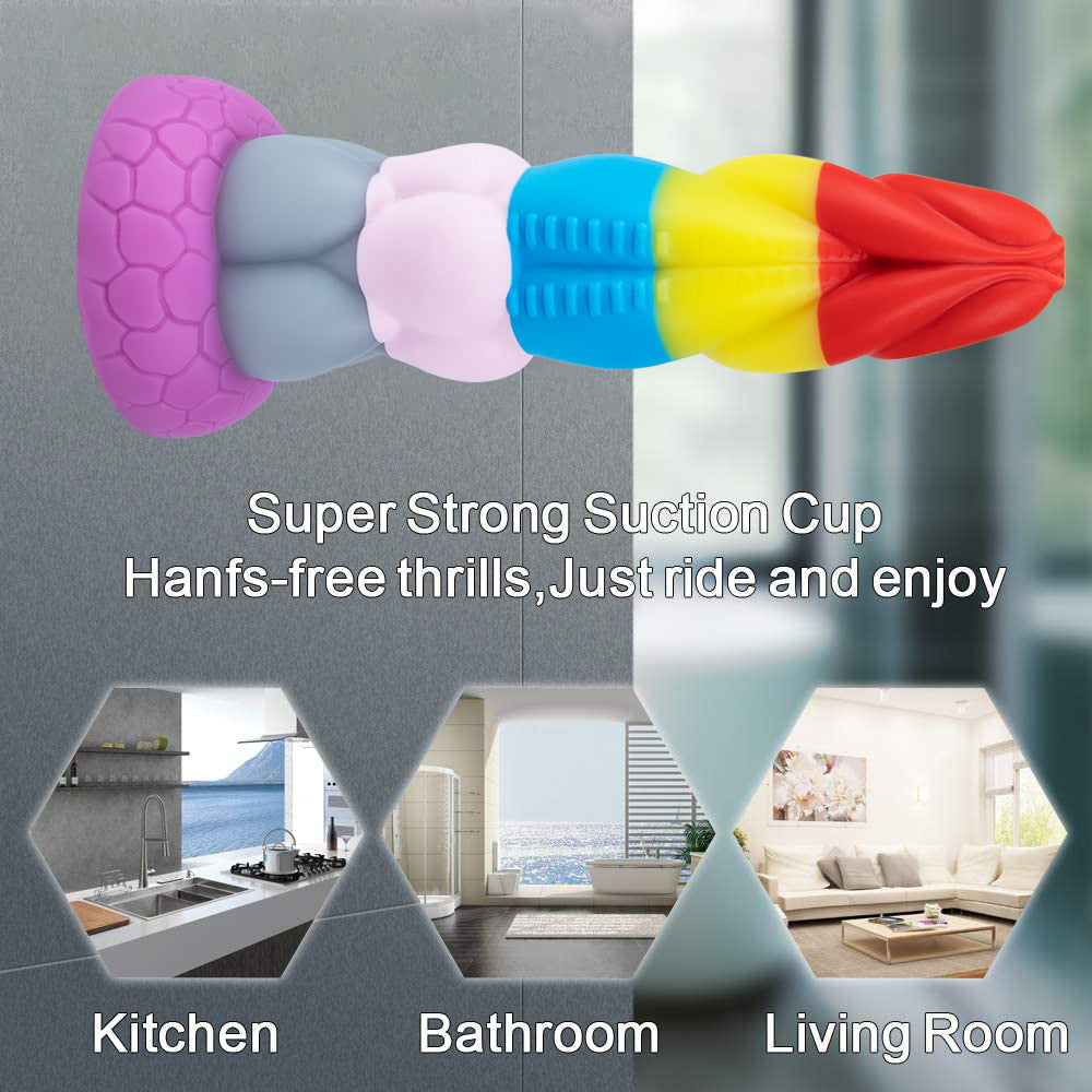 Rainbow Liquid Silicone Suction Cup Colourful Dildo