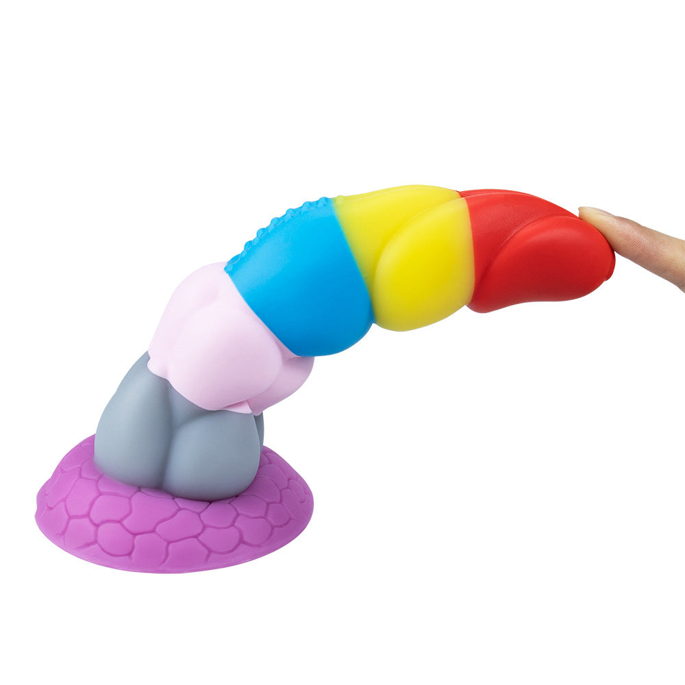 Rainbow Liquid Silicone Suction Cup Colourful Dildo
