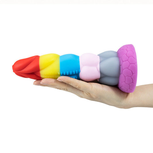 Rainbow Liquid Silicone Suction Cup Colourful Dildo