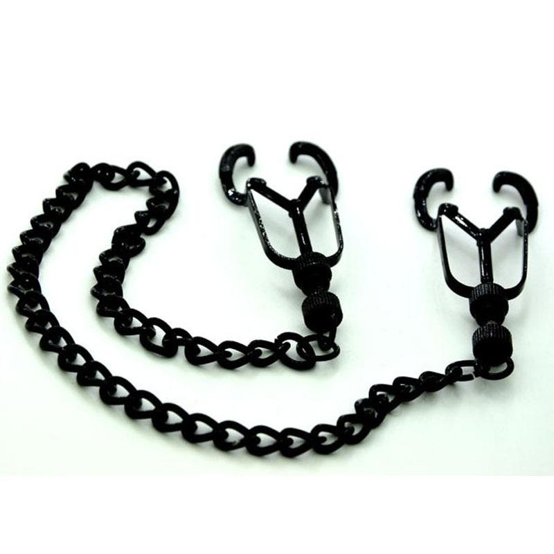Black Metal Nipple Clamps Chain Breast Bondage Bdsm Kink Fetish Restraints