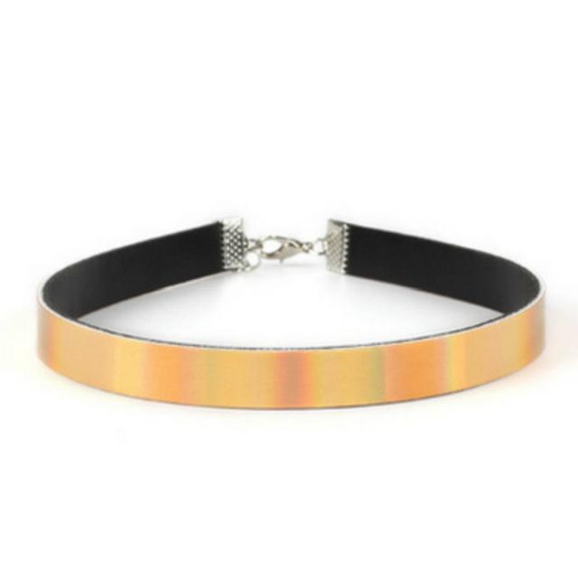 Bdsm Day Collar Holographic Choker Submissive Pu Leather Necklace