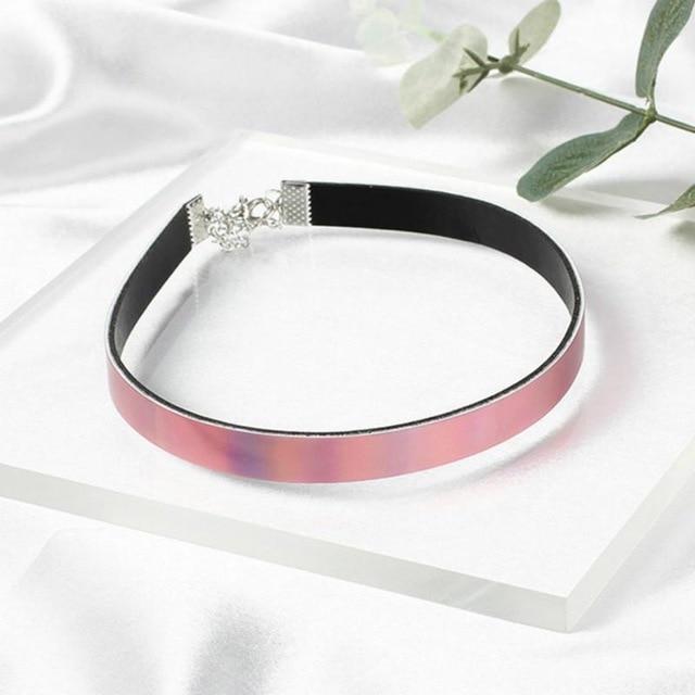 Bdsm Day Collar Holographic Choker Submissive Pu Leather Necklace