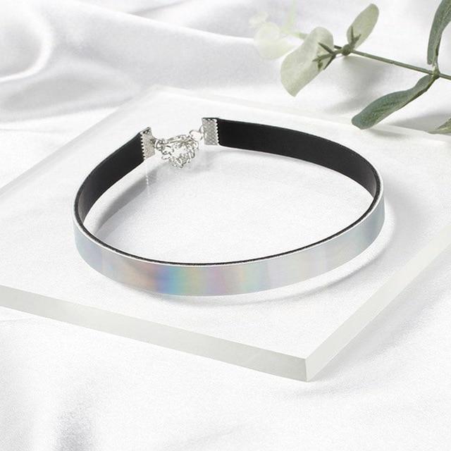 Bdsm Day Collar Holographic Choker Submissive Pu Leather Necklace