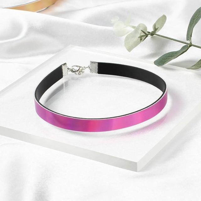Bdsm Day Collar Holographic Choker Submissive Pu Leather Necklace