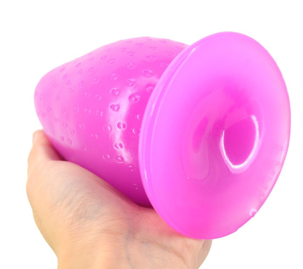 Big Huge Anal Plug With Suction Cup Novelty Strawberry Butt