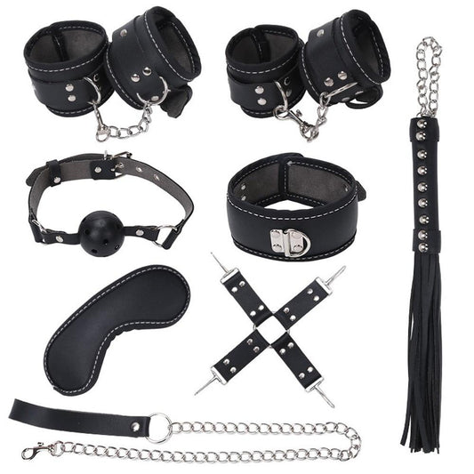 8 / Pcs Bdsm Bondage Set Fetish Kit Collar Gag Cuffs Leash Flogger Hogtie