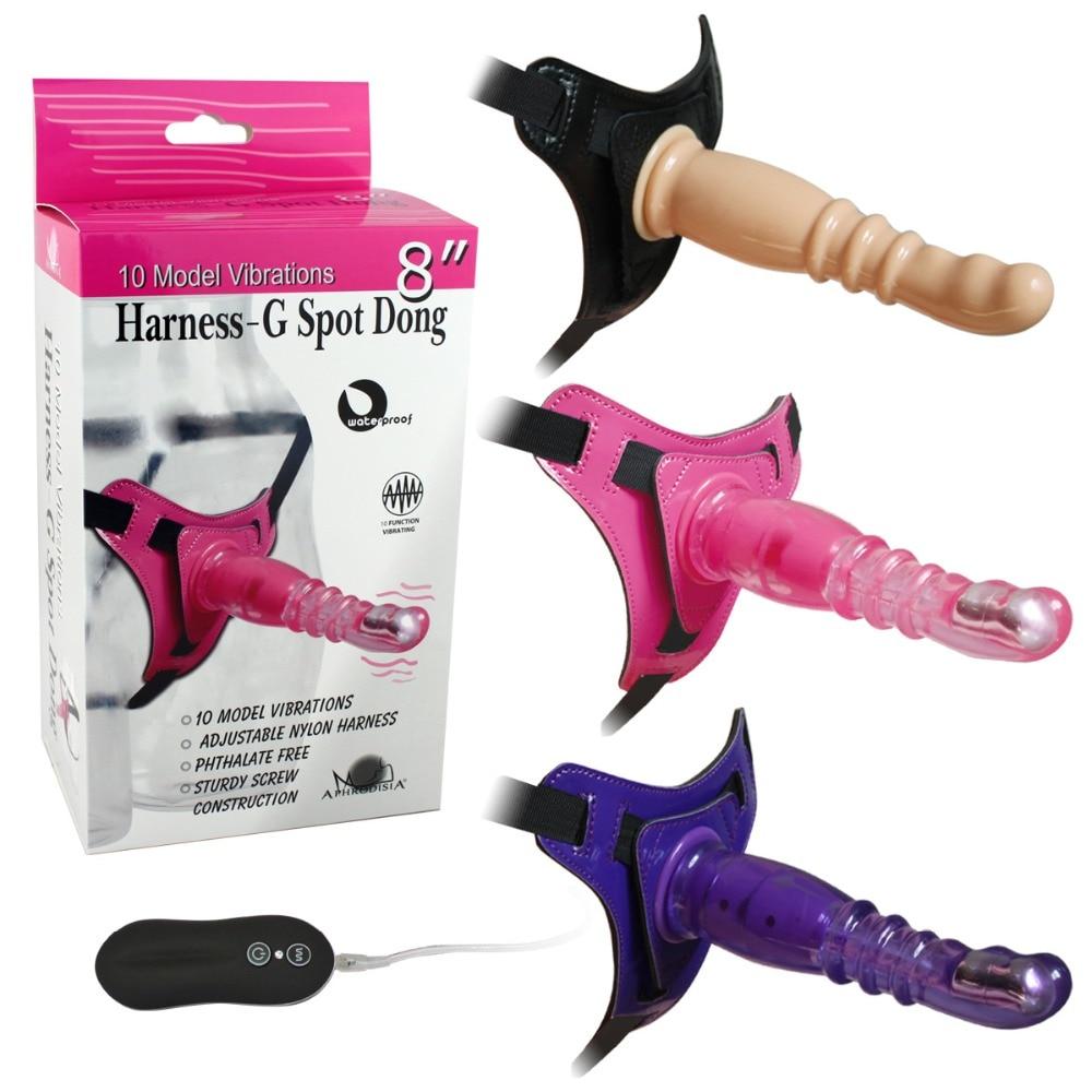 8 Inch Harness G Spot Vibrator Dildo Dong Strapon Belt Pegging Kit