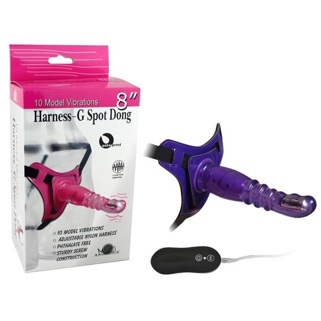 8 Inch Harness G Spot Vibrator Dildo Dong Strapon Belt Pegging Kit
