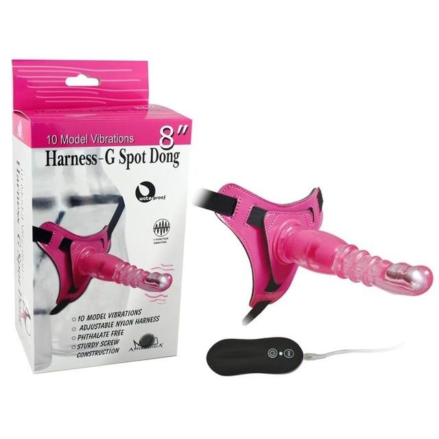 8 Inch Harness G Spot Vibrator Dildo Dong Strapon Belt Pegging Kit