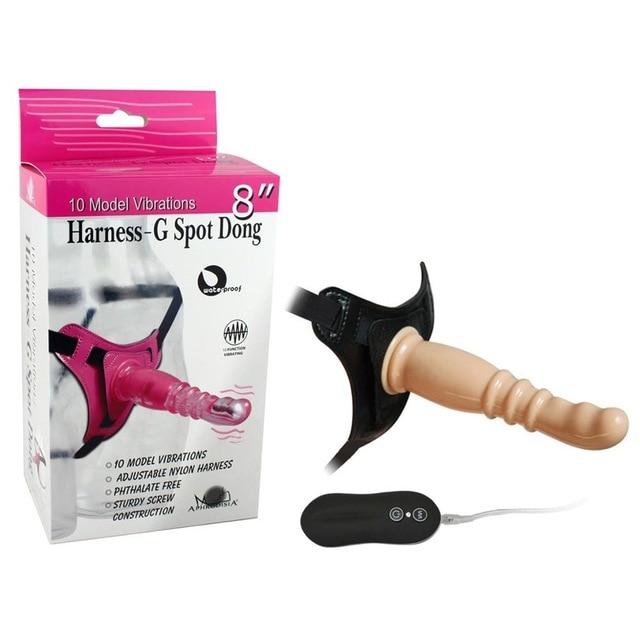 8 Inch Harness G Spot Vibrator Dildo Dong Strapon Belt Pegging Kit
