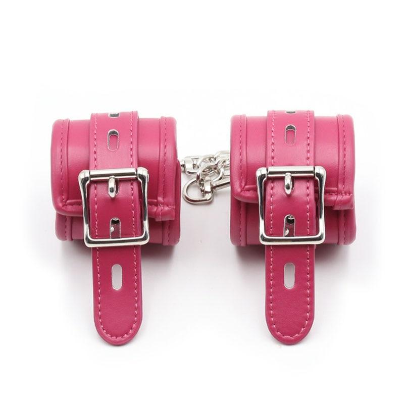Pink Leather Wrist Or Ankle Cuffs Bdsm Toys Bondage Restraints
