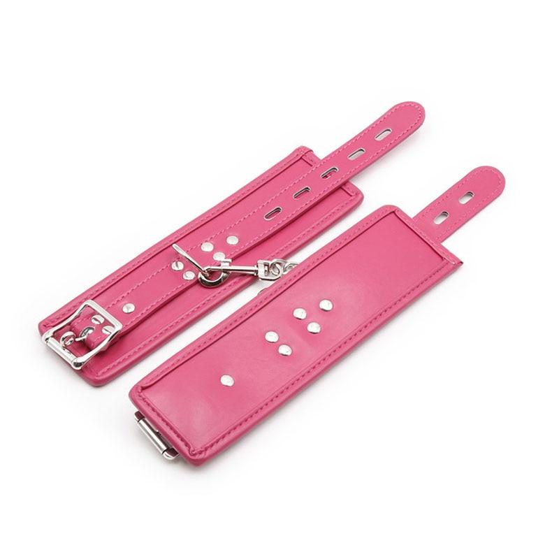 Pink Leather Wrist Or Ankle Cuffs Bdsm Toys Bondage Restraints