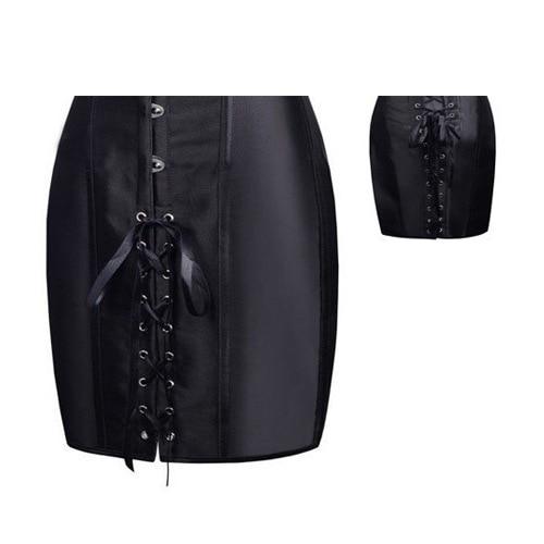 Black Long Waist Corset Dress Erotic Lingerie Bdsm Fetish