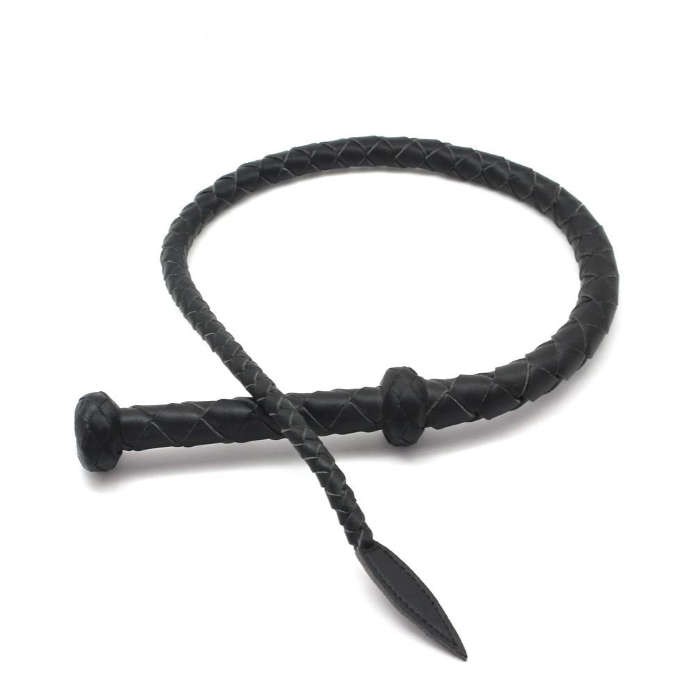 Black Microfiber Leather Braided Whip Spanking Play Bdsm Impact Toy Fetish