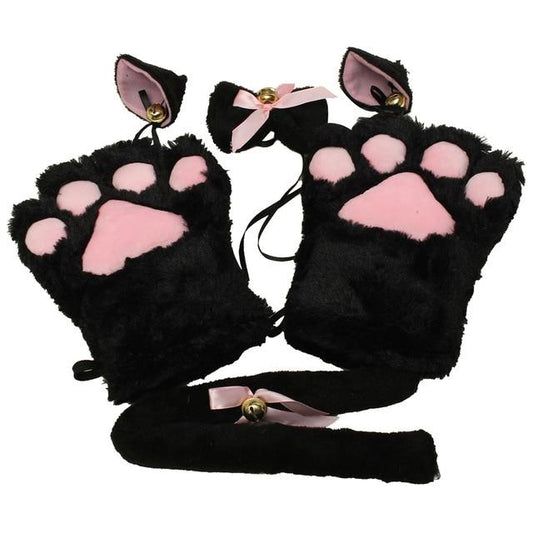 Plush Cat Ears Paws Gloves Tail Anime Cosplay Kitten Pet Play Bdsm Kink Fetish