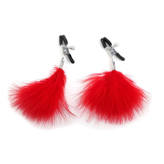 Fluffy Feather Nipple Clamps Breast Bondage Kink Fetish Restraints