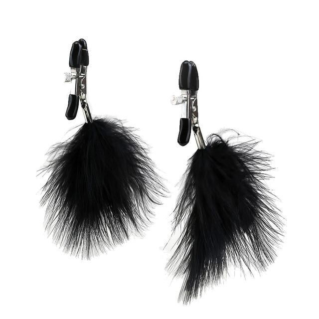 Fluffy Feather Nipple Clamps Breast Bondage Kink Fetish Restraints