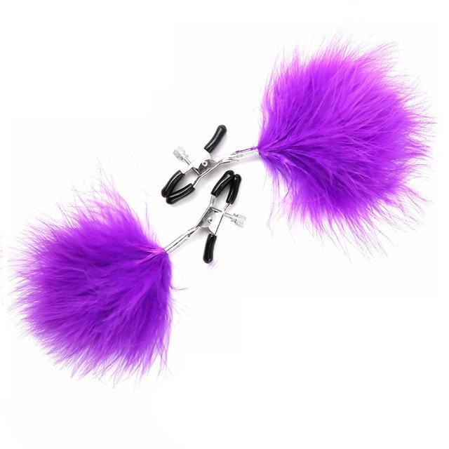 Fluffy Feather Nipple Clamps Breast Bondage Kink Fetish Restraints