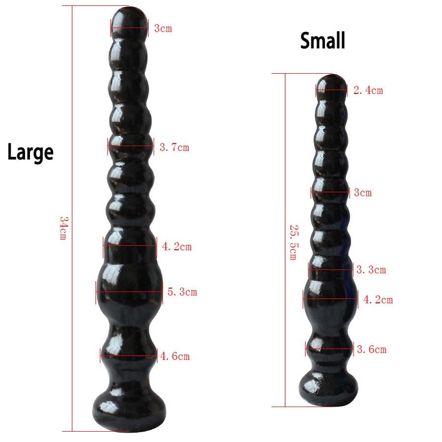 Small / Large Long Black Beads Butt Plug Prostate Massager Anal Play Fetish