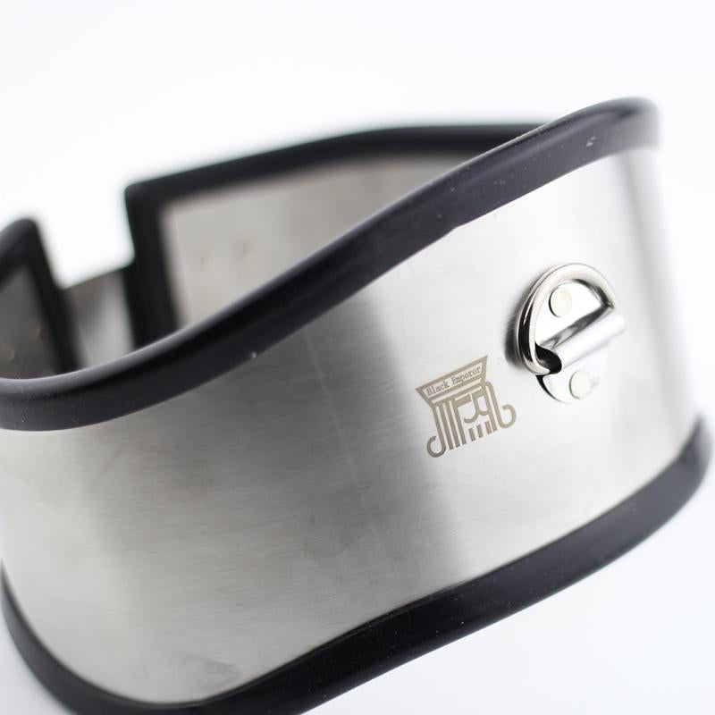 Bdsm Posture Bondage Rubber Lined Stainless Steel Locking Collar