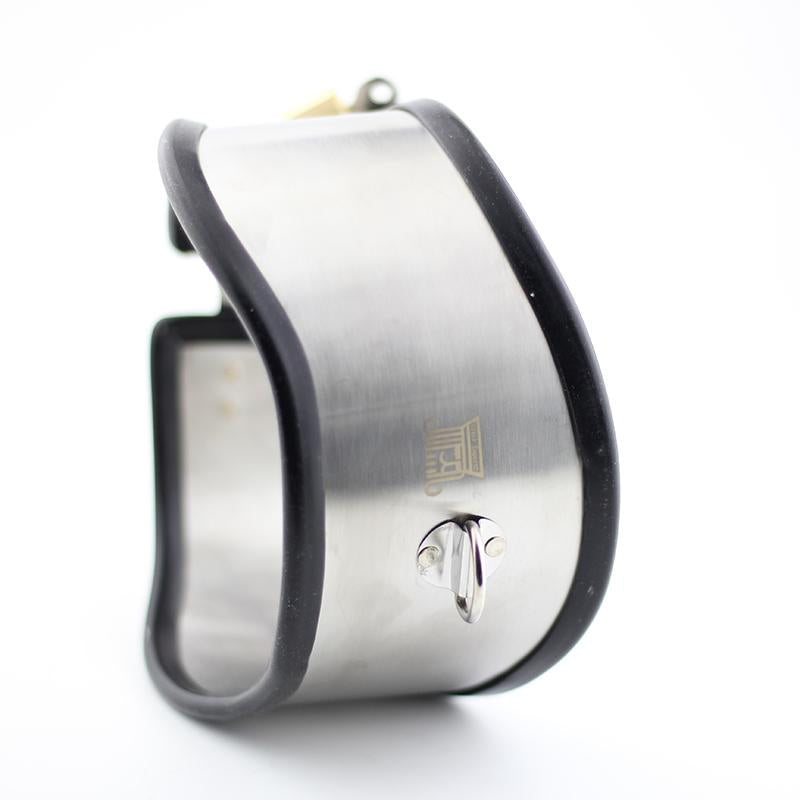 Bdsm Posture Bondage Rubber Lined Stainless Steel Locking Collar