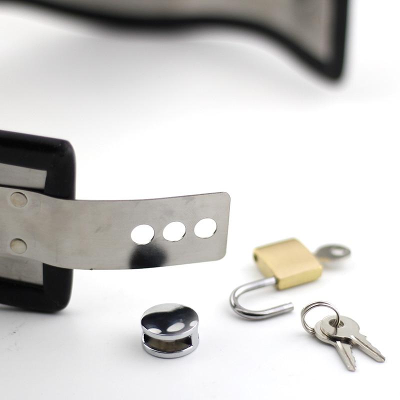 Bdsm Posture Bondage Rubber Lined Stainless Steel Locking Collar