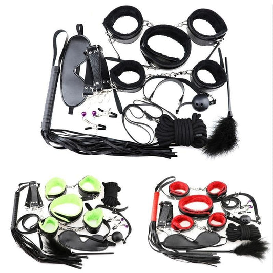 Bondage Starter Kit 10 Pieces Gag Flogger Restraints Blindfold Cuffs Collar